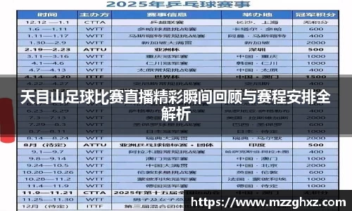 天目山足球比赛直播精彩瞬间回顾与赛程安排全解析